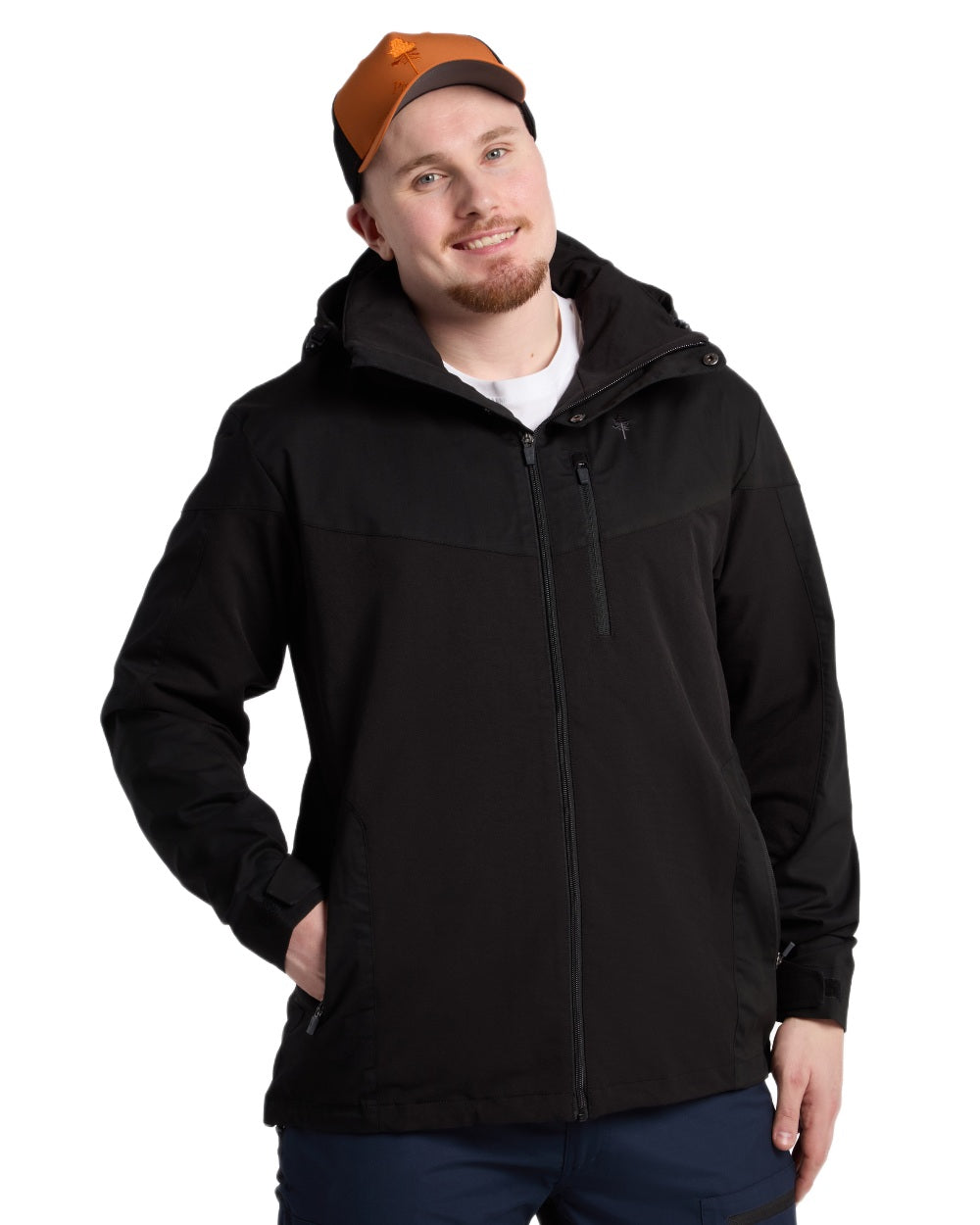 Black coloured Pinewood Mens Finnveden Hybrid Jacket on white background #colour_black