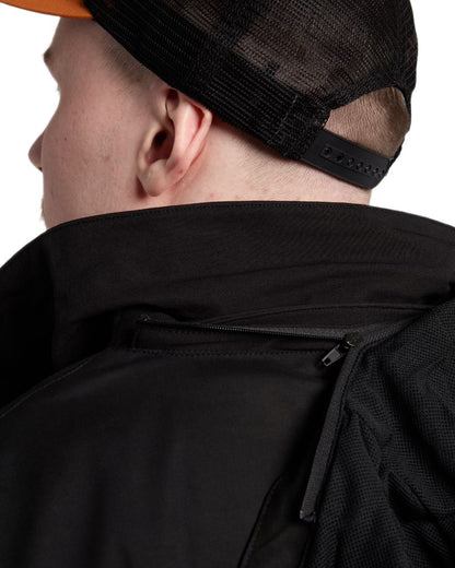 Black coloured Pinewood Mens Finnveden Hybrid Jacket on white background #colour_black