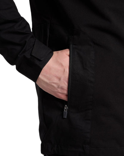 Black coloured Pinewood Mens Finnveden Hybrid Jacket on white background #colour_black