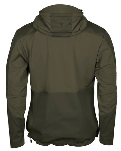 Dark Olive Hunting Olive coloured Pinewood Mens Finnveden Hybrid Jacket on white background #colour_dark-olive-hunting-olive