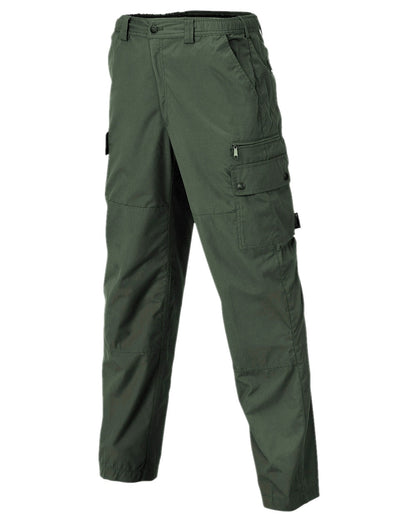 Moss Green Coloured Pinewood Mens Finnveden Outdoor Classical Trousers on white background #colour_moss-green