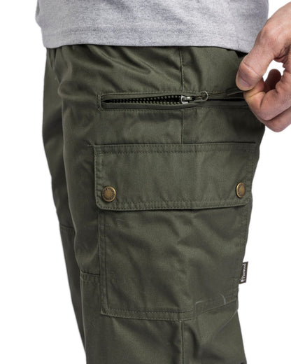 Moss Green Coloured Pinewood Mens Finnveden Outdoor Classical Trousers on white background #colour_moss-green