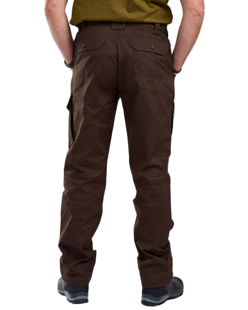Dark Brown Coloured Pinewood Mens Finnveden Outdoor Trousers on white background #colour_dark-brown
