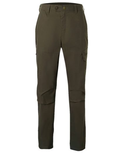 Dark Olive Coloured Pinewood Mens Finnveden Outdoor Trousers on white background #colour_dark-olive