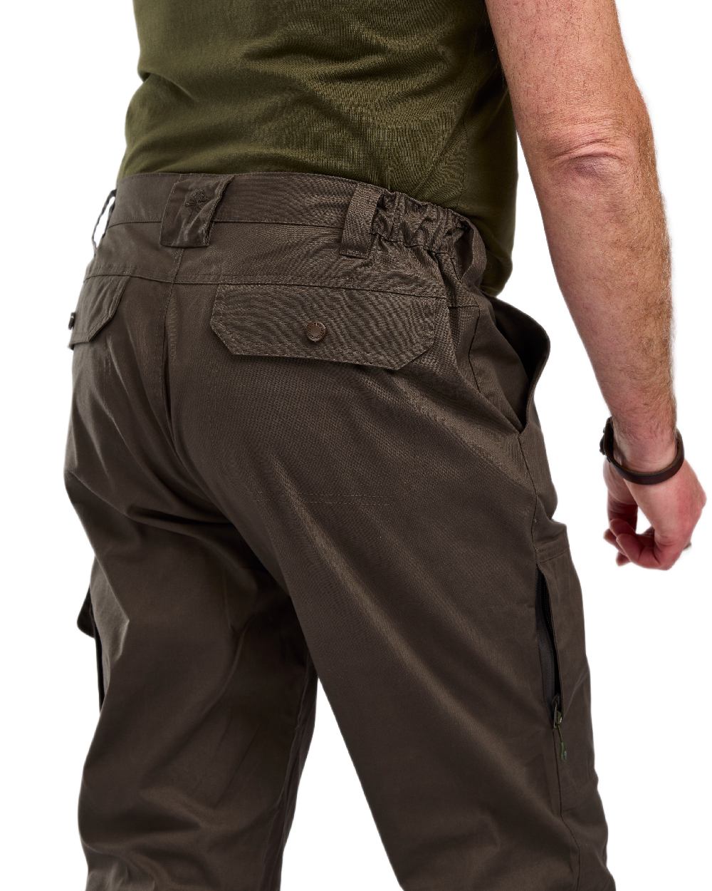 Dark Olive Coloured Pinewood Mens Finnveden Outdoor Trousers on white background #colour_dark-olive