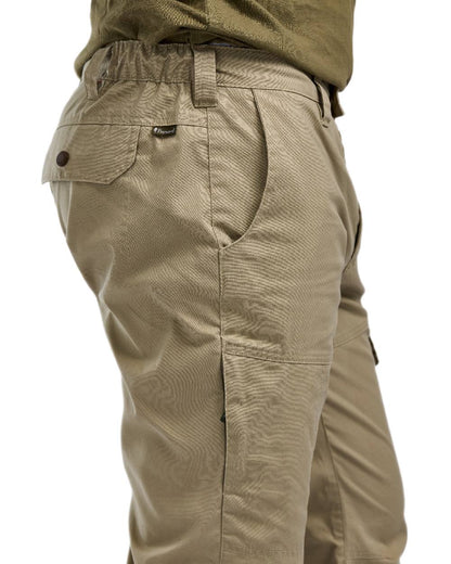 Light Khaki Coloured Pinewood Mens Finnveden Outdoor Trousers on white background #colour_light-khaki