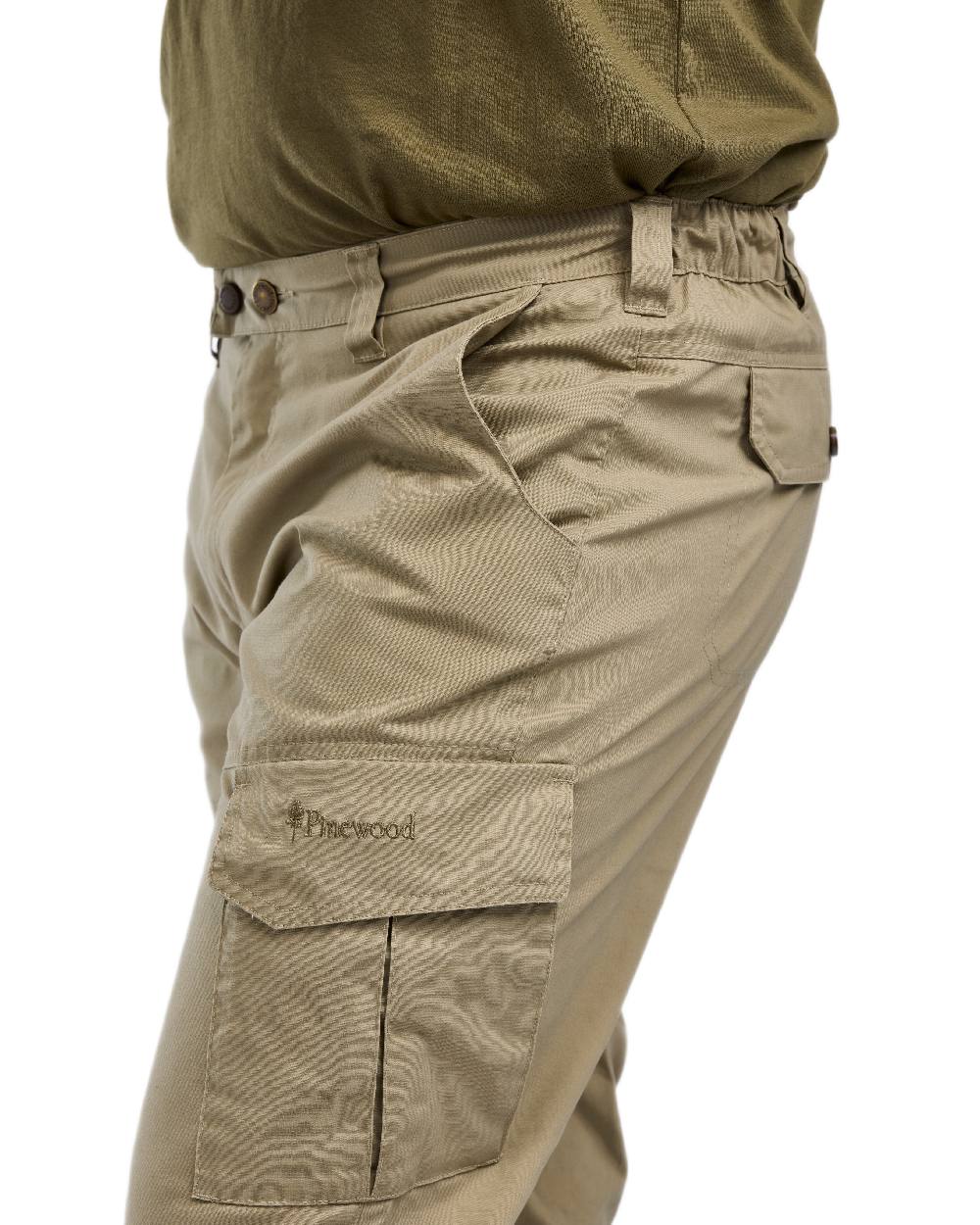 Light Khaki Coloured Pinewood Mens Finnveden Outdoor Trousers on white background #colour_light-khaki