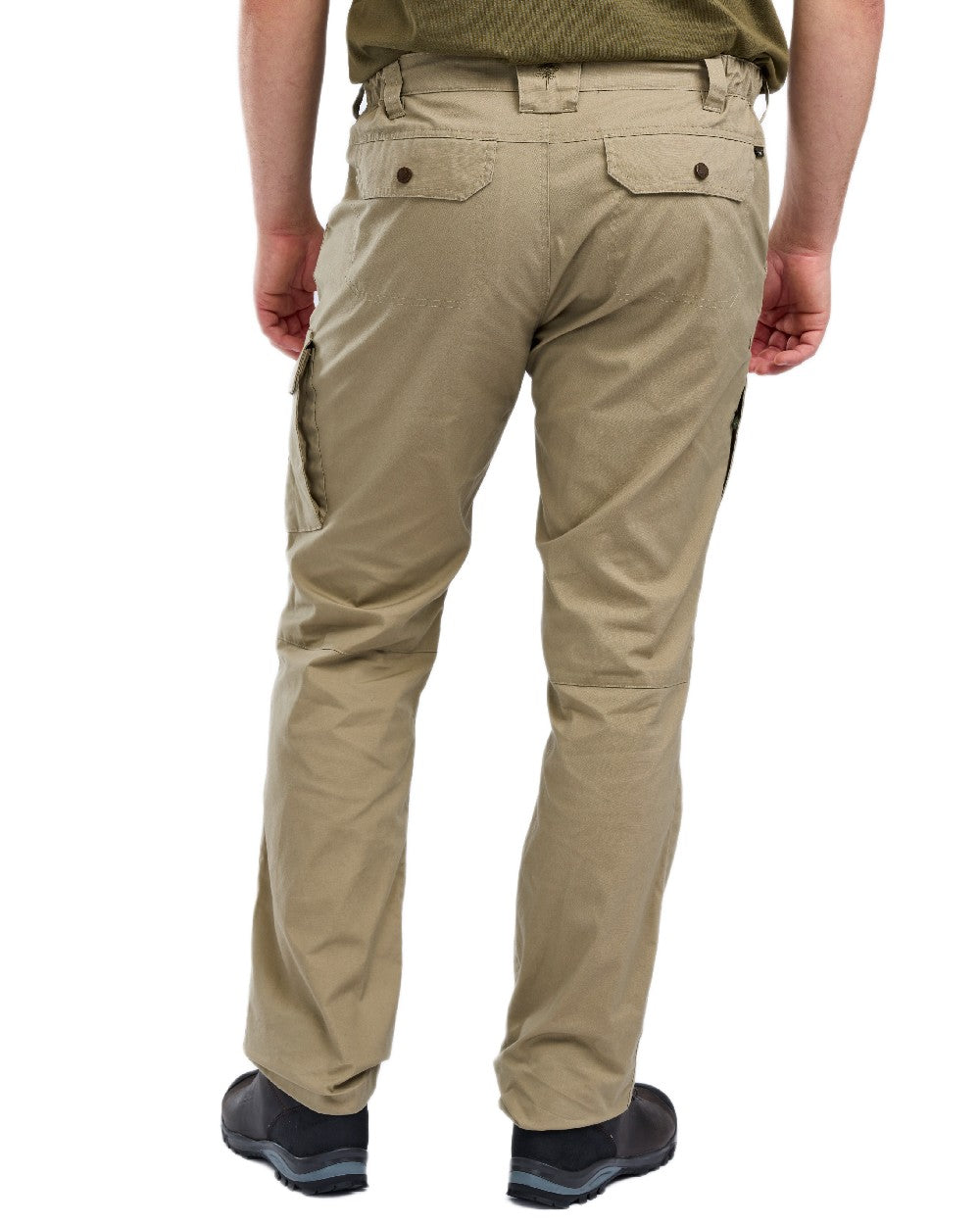 Light Khaki Coloured Pinewood Mens Finnveden Outdoor Trousers on white background #colour_light-khaki