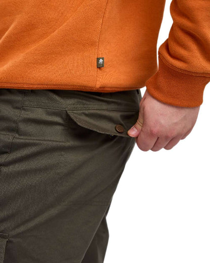 Moss Green Coloured Pinewood Mens Finnveden Outdoor Trousers on white background #colour_moss-green