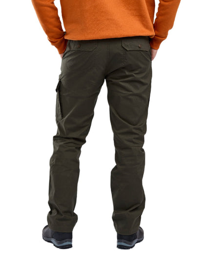 Moss Green Coloured Pinewood Mens Finnveden Outdoor Trousers on white background #colour_moss-green