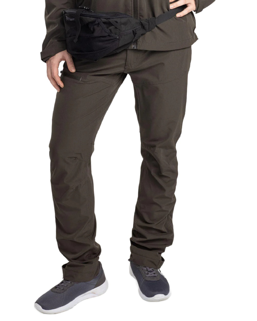 Dark Green coloured Pinewood Mens Finnveden Trail Stretch Trousers on white background #colour_dark-green