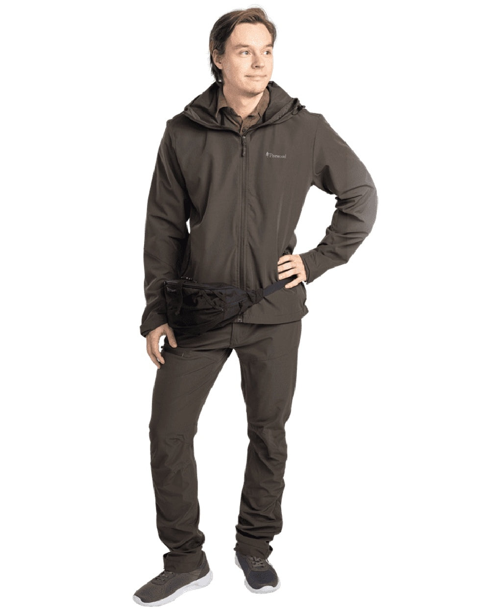 Dark Green coloured Pinewood Mens Finnveden Trail Stretch Trousers on white background #colour_dark-green