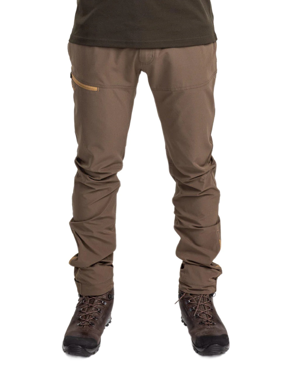 Earth Brown coloured Pinewood Mens Finnveden Trail Stretch Trousers on white background #colour_earth-brown