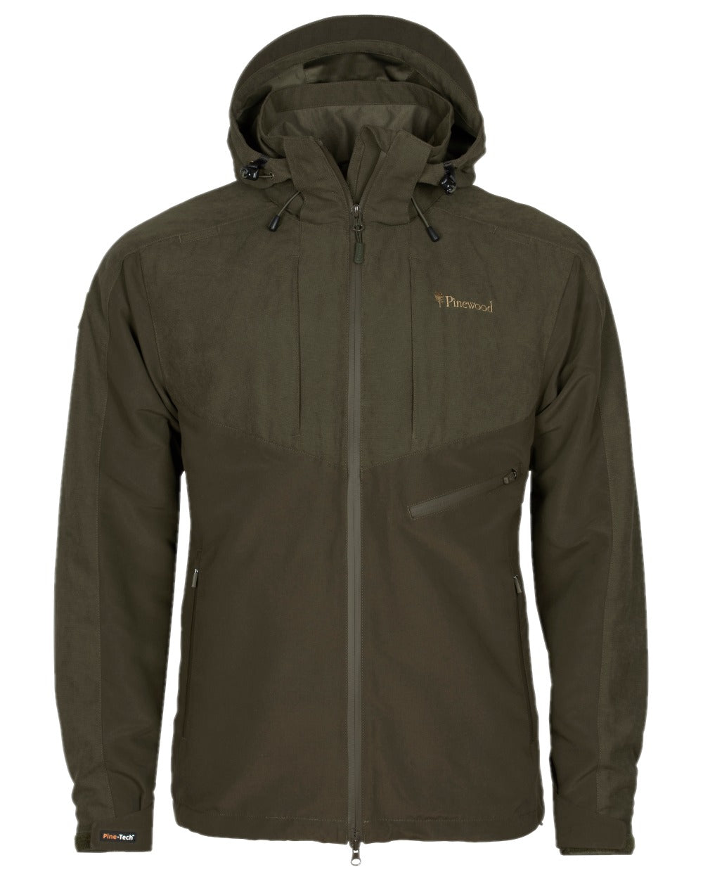 Suede Brown Dark Olive Coloured Pinewood Mens Furudal Caribou Hunt Extreme Jacket on white background #colour_suede-brown-dark-olive