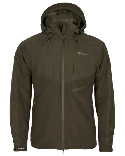Suede Brown Dark Olive Coloured Pinewood Mens Furudal Caribou Hunt Extreme Jacket on white background #colour_suede-brown-dark-olive
