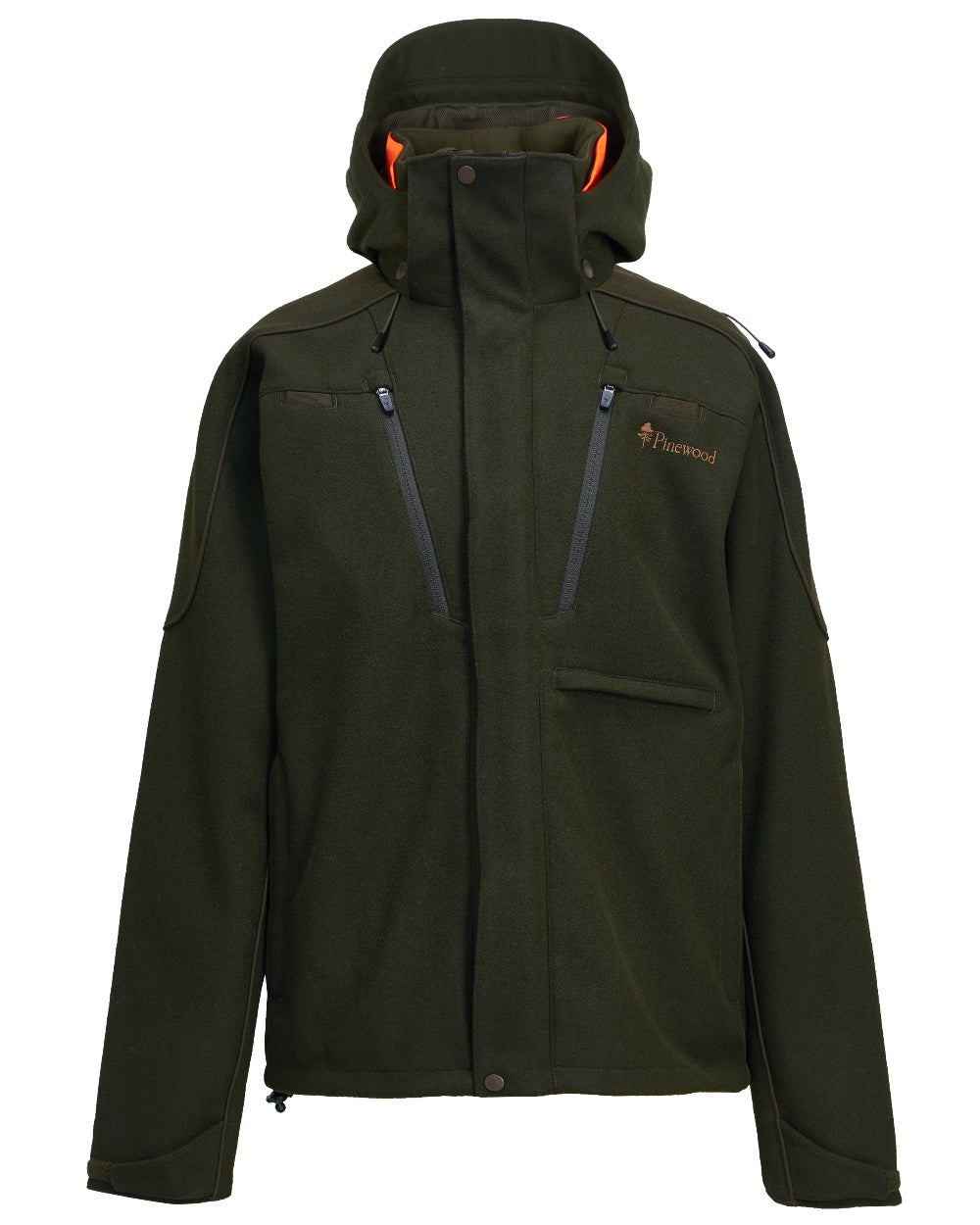 Moss Green coloured Pinewood Mens Furudal Hunters Wool Jacket on white background #colour_moss-green