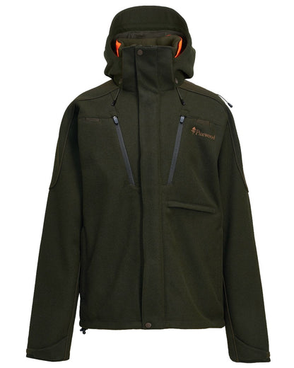 Moss Green coloured Pinewood Mens Furudal Hunters Wool Jacket on white background #colour_moss-green