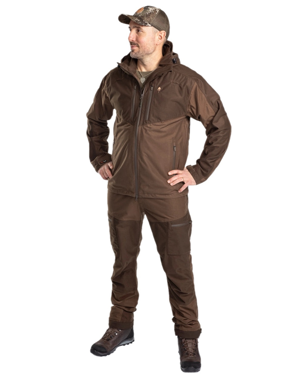 Hunting Brown Suede Brown Coloured Pinewood Mens Furudal Retriever Active Hunting Trousers on white background #colour_hunting-brown-suede-brown