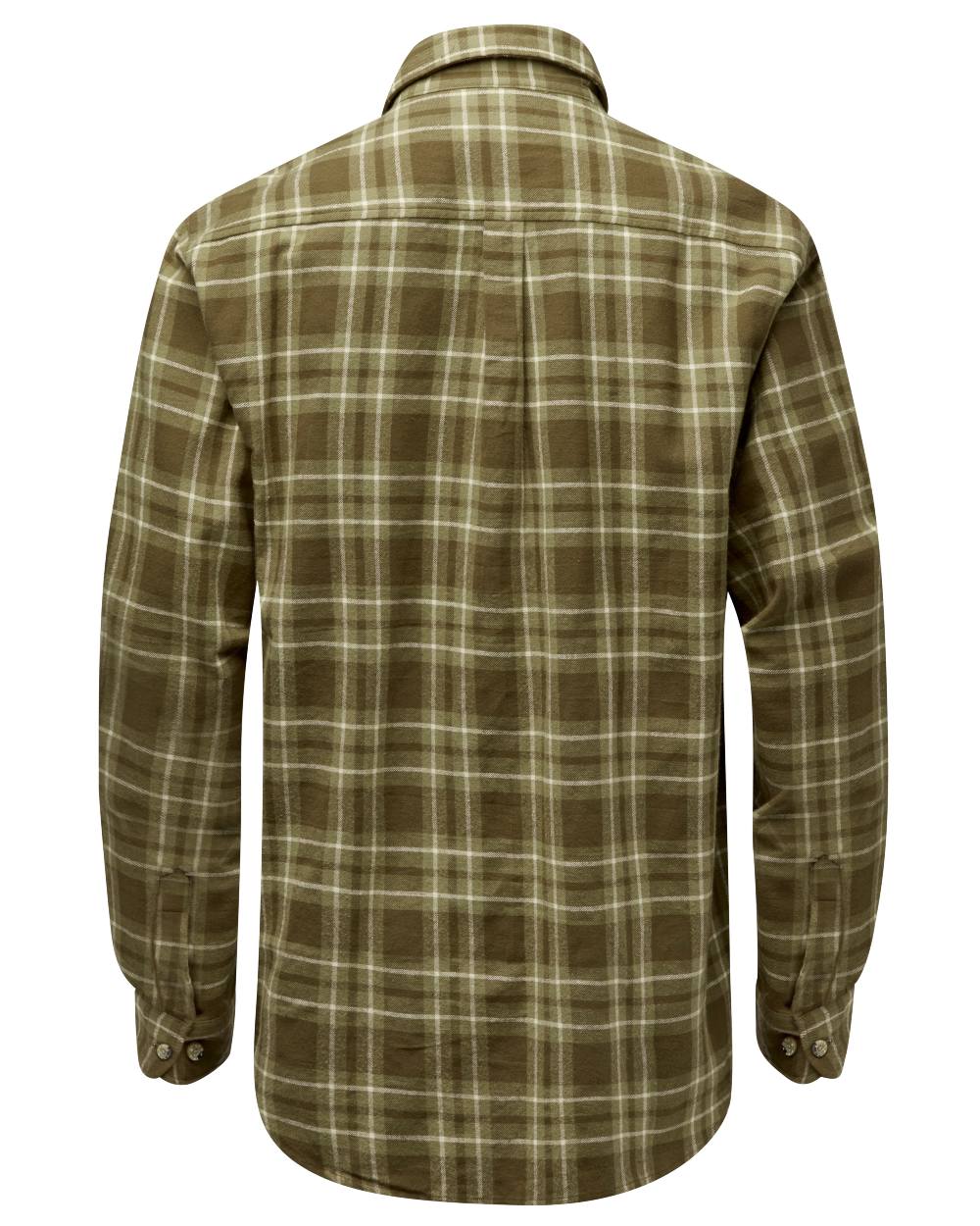 Olive Green coloured Pinewood Mens Harjedalen Shirt on white background #colour_olive-green