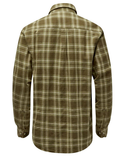 Olive Green coloured Pinewood Mens Harjedalen Shirt on white background #colour_olive-green
