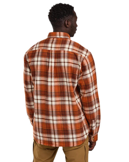 Terracotta Brown coloured Pinewood Mens Harjedalen Shirt on white background #colour_terracotta-brown