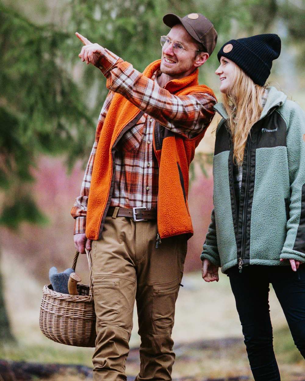 Terracotta Brown coloured Pinewood Mens Harjedalen Shirt on forest background #colour_terracotta-brown