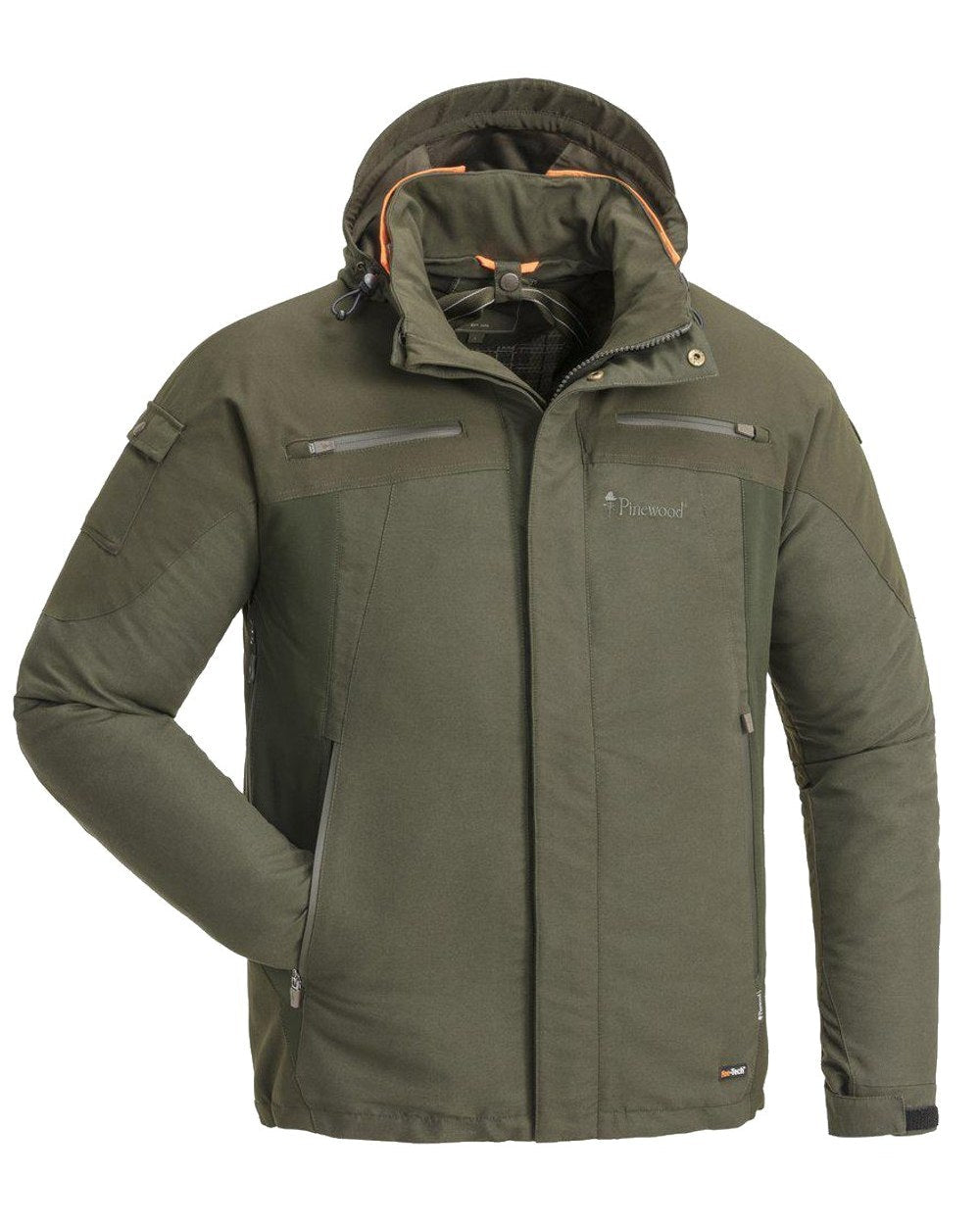 Moss Green coloured Pinewood Mens Hunter Pro Extreme 2.0 Jacket on white background #colour_moss-green