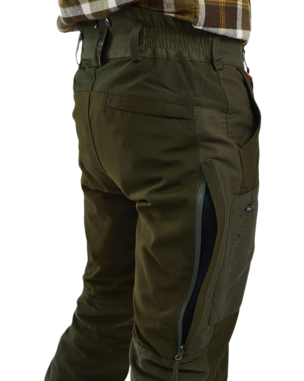 Moss Green coloured Pinewood Mens Hunter Pro Extreme 2.0 Trousers on white background #colour_moss-green