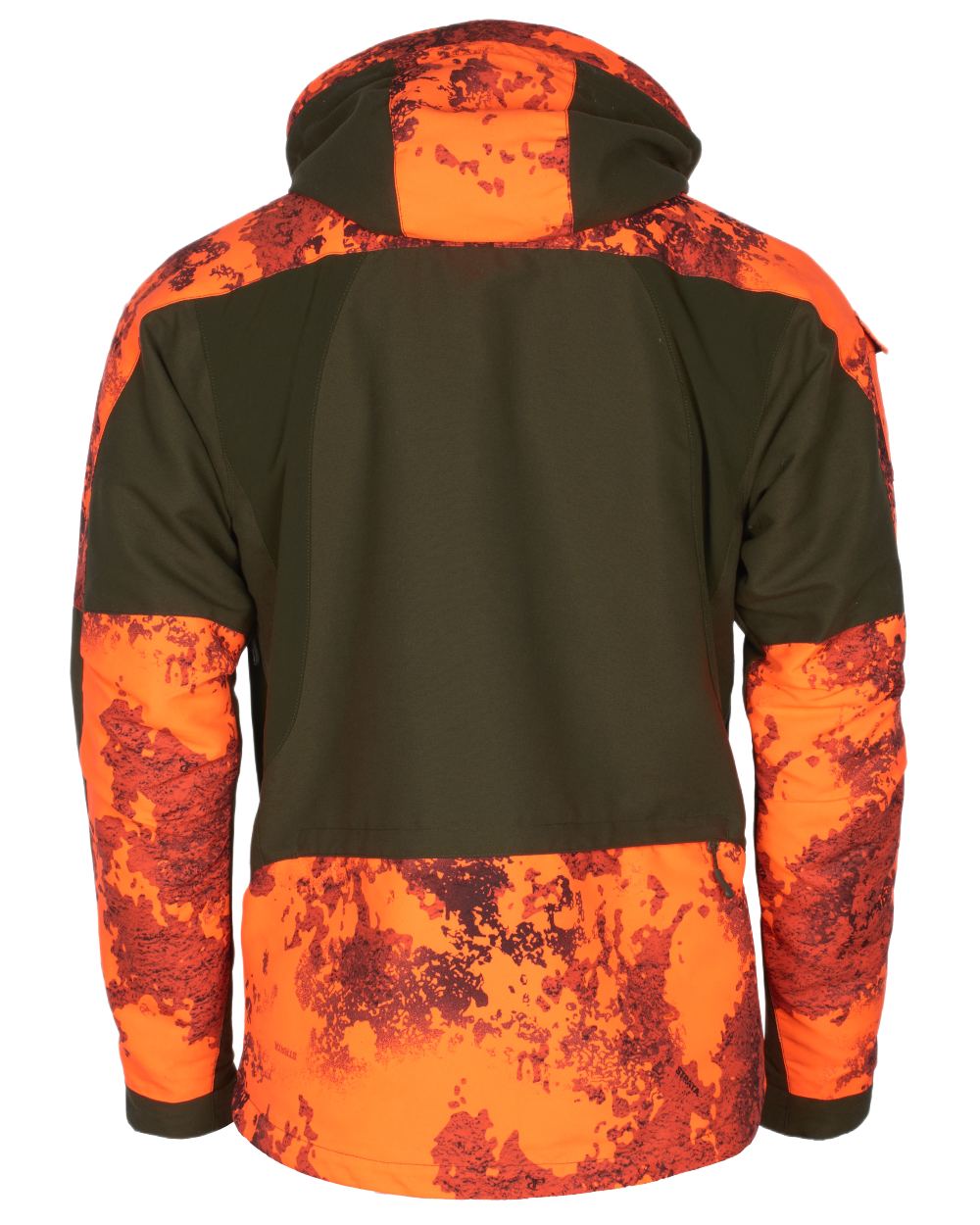 Mossgreen Strata Blaze Coloured Pinewood Mens Hunter Pro Xtreme 2.0 Camou Jacket on white background #colour_mossgreen-strata-blaze