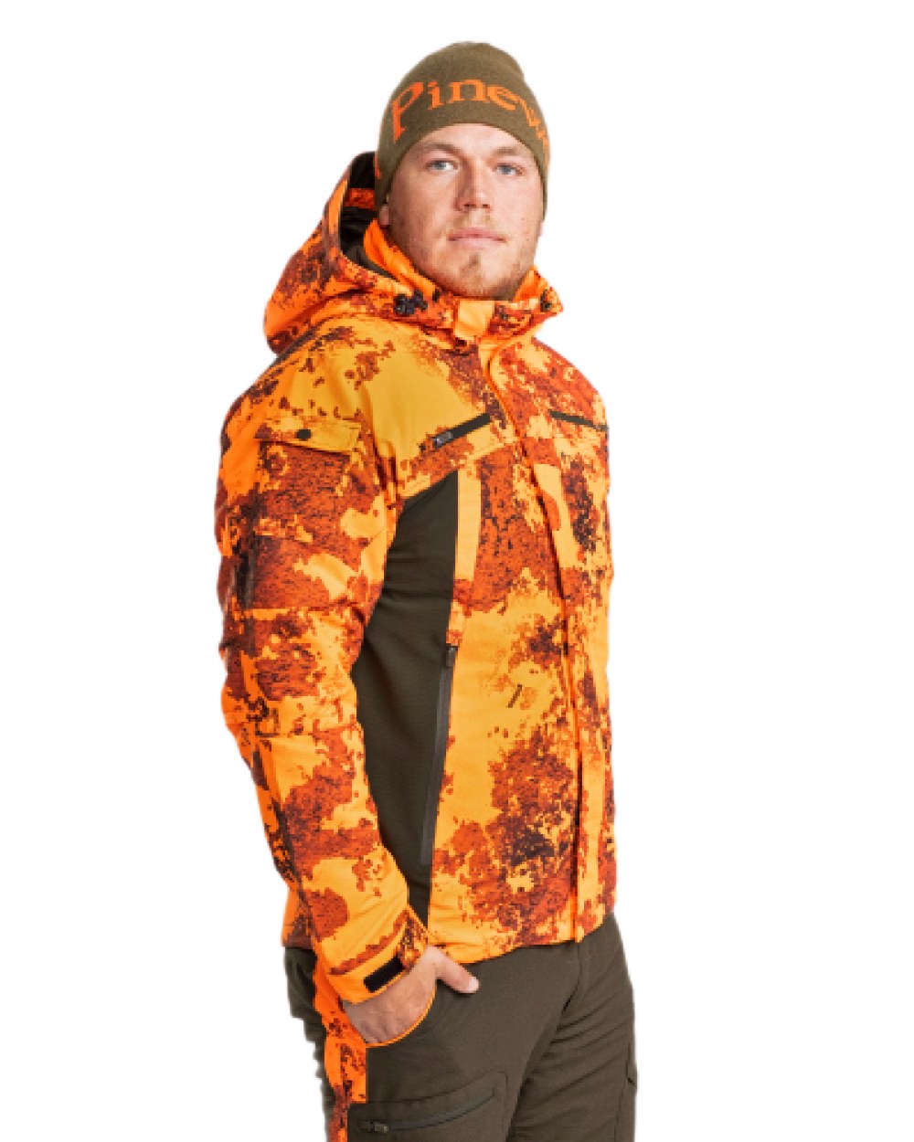 Strata Blaze Coloured Pinewood Mens Hunter Pro Xtreme 2.0 Camou Jacket on white background #colour_strata-blaze