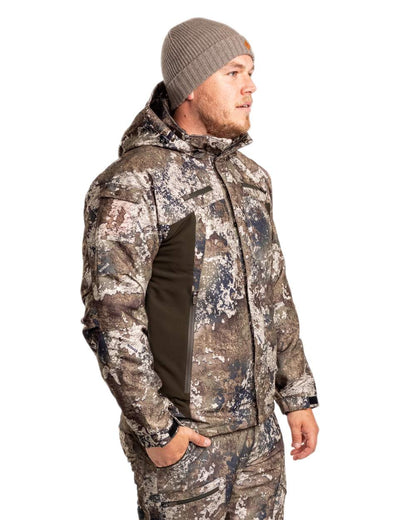 Strata Coloured Pinewood Mens Hunter Pro Xtreme 2.0 Camou Jacket on white background #colour_strata