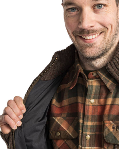 Dark Brown Mel Coloured Pinewood Mens Hurricane Full Zip Sweater on white background #colour_dark-brown-mel