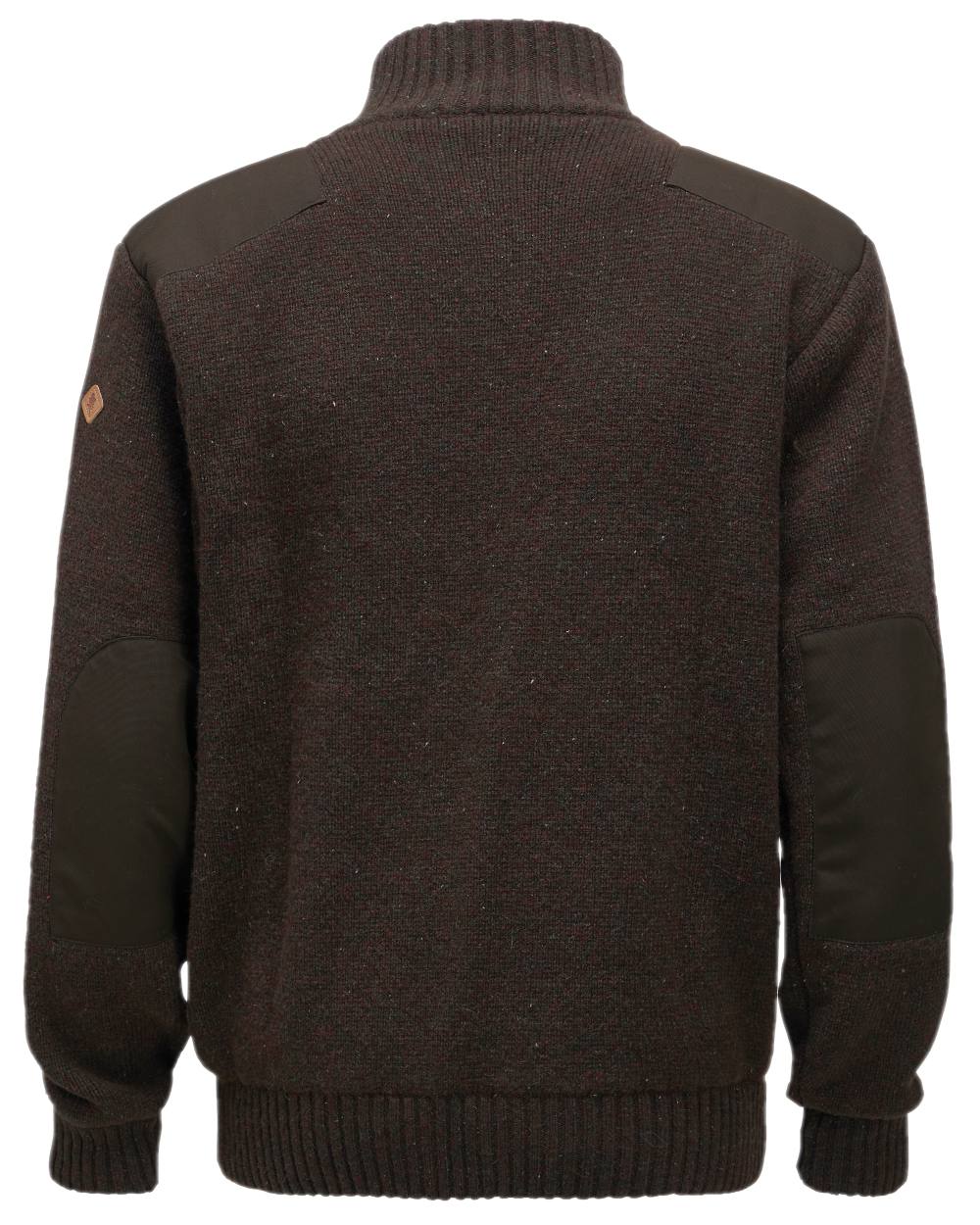 Dark Brown Mel Coloured Pinewood Mens Hurricane Full Zip Sweater on white background #colour_dark-brown-mel