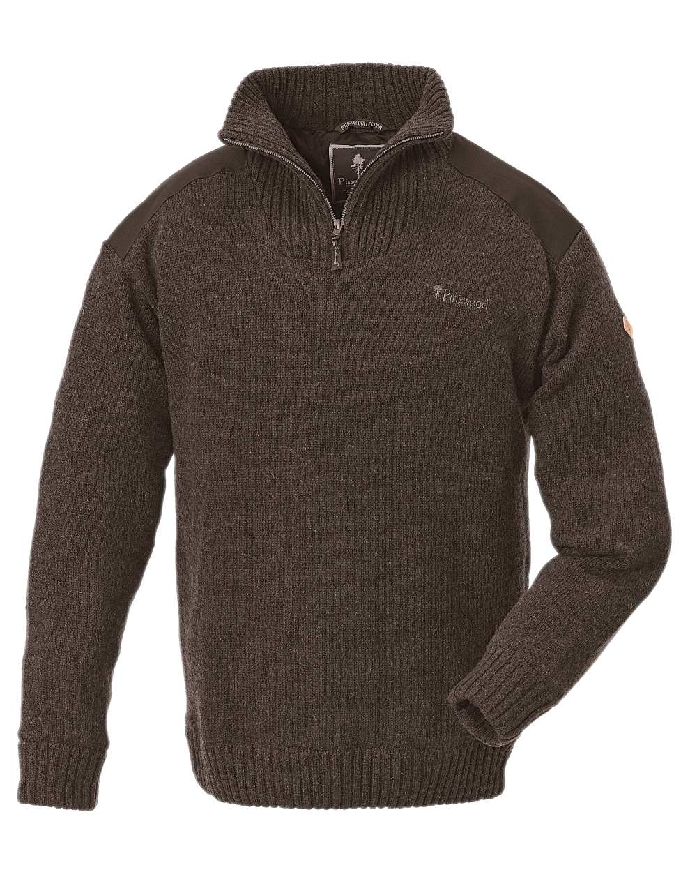 Brown Mel Coloured Pinewood Mens Hurricane Sweater on white background #colour_brown-mel