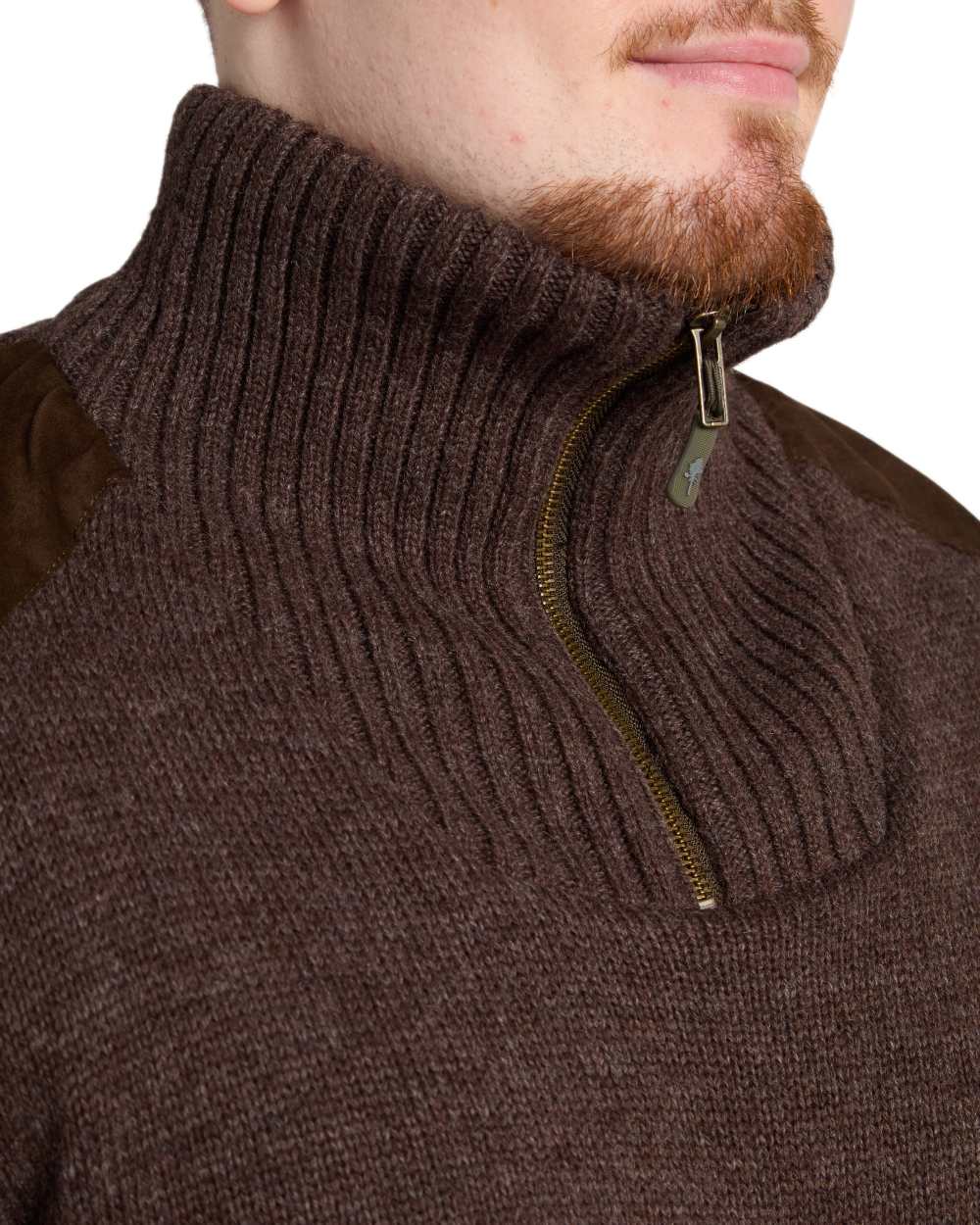 Brown Mel Coloured Pinewood Mens Hurricane Sweater on white background #colour_brown-mel
