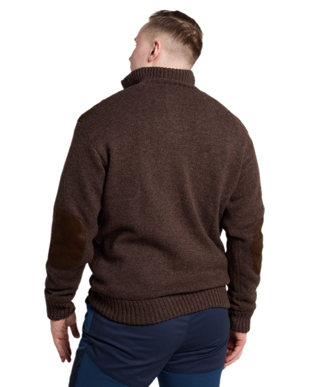Brown Mel Coloured Pinewood Mens Hurricane Sweater on white background #colour_brown-mel