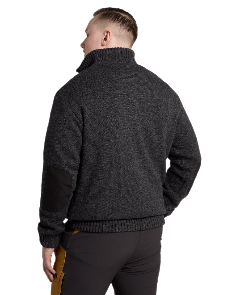 Dark Grey Mel Coloured Pinewood Mens Hurricane Sweater on white background #colour_dark-grey-mel