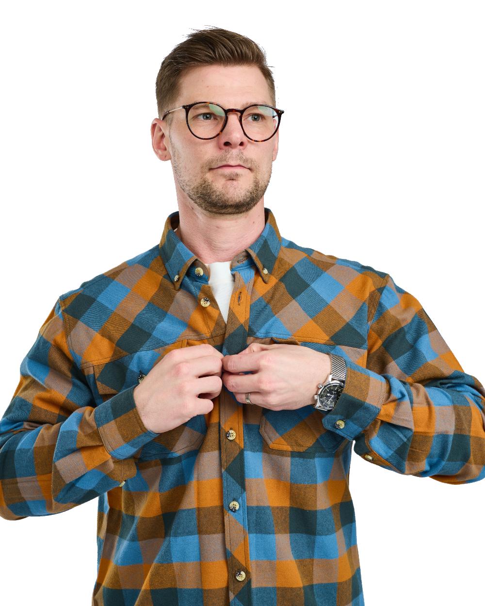 Fudge Blue coloured Pinewood Mens Lumbo Shirt on white background #colour_fudge-blue