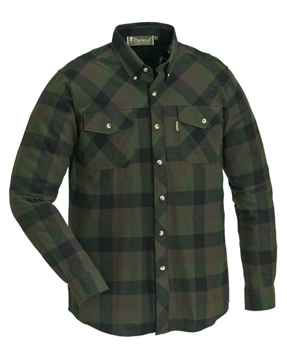 Green Black coloured Pinewood Mens Lumbo Shirt on white background #colour_green-black