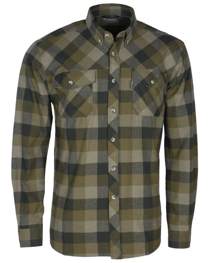 Olive Suede Brown coloured Pinewood Mens Lumbo Shirt on white background #colour_olive-suede-brown
