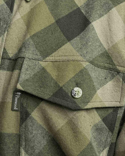 Olive Suede Brown coloured Pinewood Mens Lumbo Shirt on white background #colour_olive-suede-brown