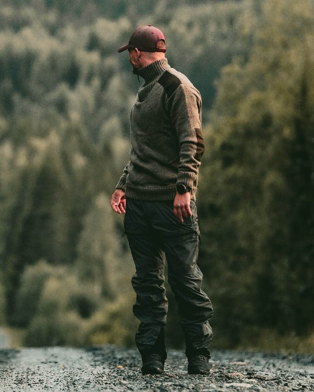 Brown Mel Coloured Pinewood Mens New Stormy Sweater on outdoor background #colour_brown-mel