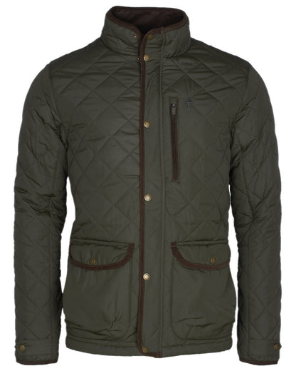 Moss Green Coloured Pinewood Mens Nydala Classic Quilted Jacket on white background #colour_moss-green