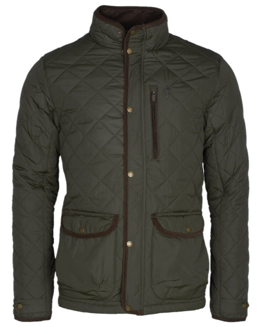 Moss Green Coloured Pinewood Mens Nydala Classic Quilted Jacket on white background #colour_moss-green