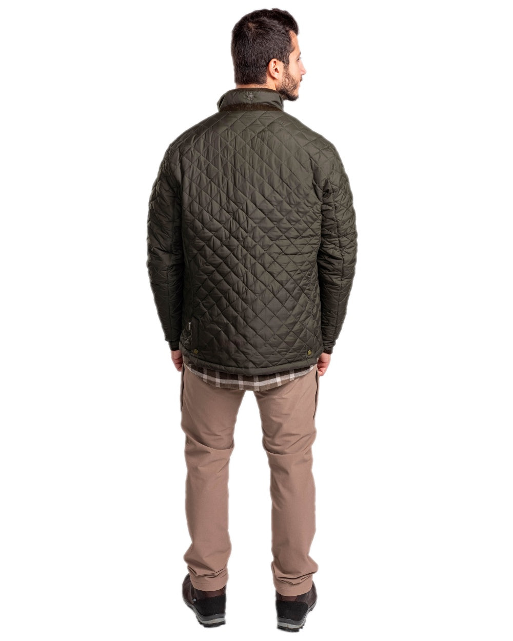 Moss Green Coloured Pinewood Mens Nydala Classic Quilted Jacket on white background #colour_moss-green