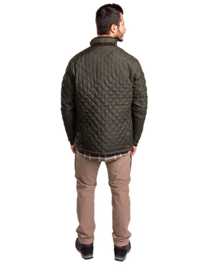 Moss Green Coloured Pinewood Mens Nydala Classic Quilted Jacket on white background #colour_moss-green