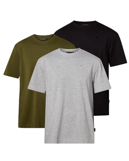 Grey Melange Pine Black coloured Pinewood Mens 3 Pack T-Shirt on white background #colour_grey-melange-pine-black