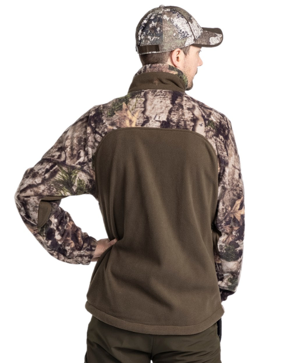 Atera Camou Hunting Green Coloured Pinewood Mens Furudal Hunters Camou Fleece Jacket on white background #colour_atera-camou-hunting-green