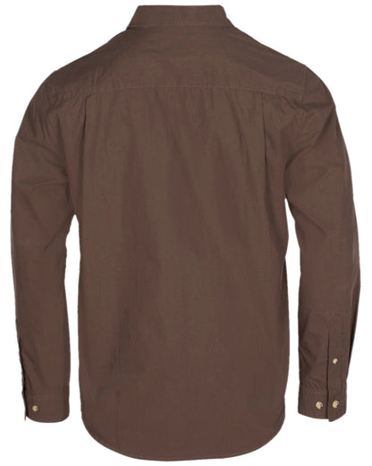 Dark Olive Coloured Pinewood Mens Safari Long Sleeve Shirt on white background #colour_dark-olive