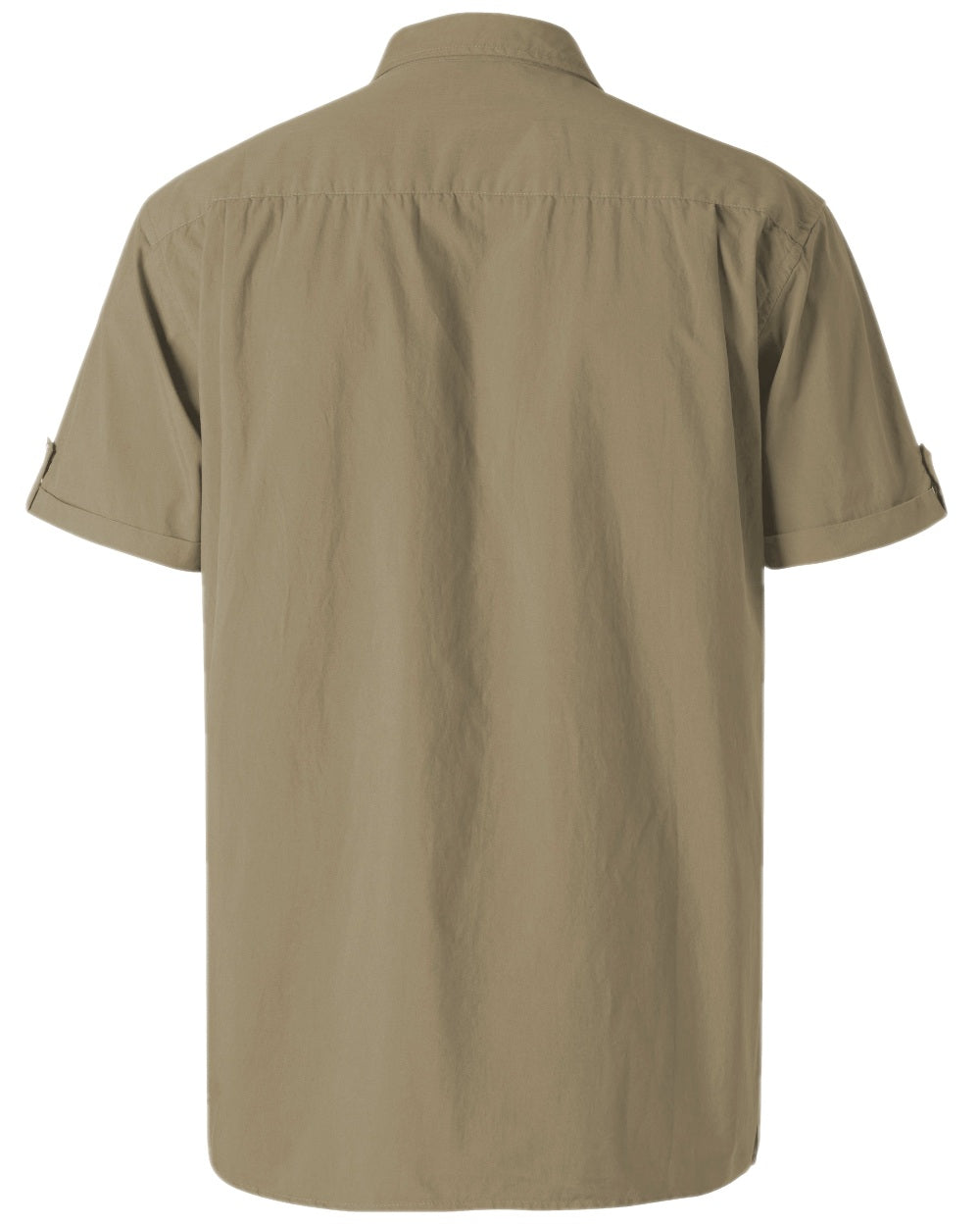 Sandstone Coloured Pinewood Mens Safari Short Sleeve Shirt on white background #colour_sandstone
